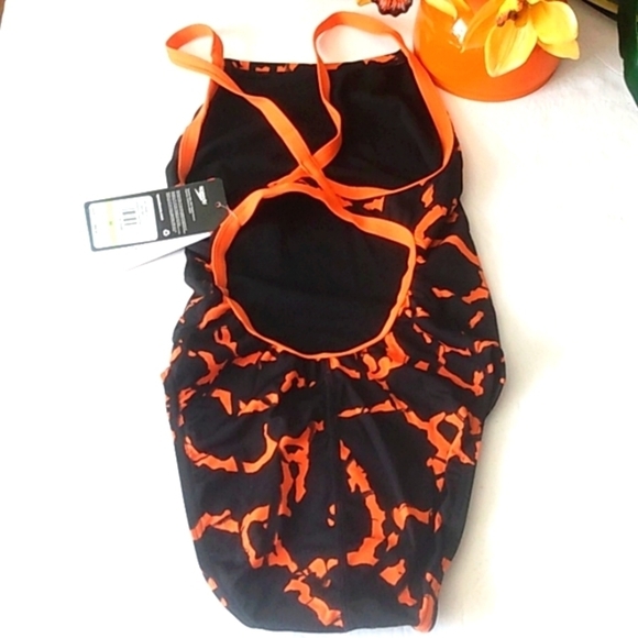 SPEEDO ORANGE FLYBACK RACING CUT PERFORMANCE ENDURANCE  SWIMSUIT SIZE SMALL NWT - Picture 8 of 11